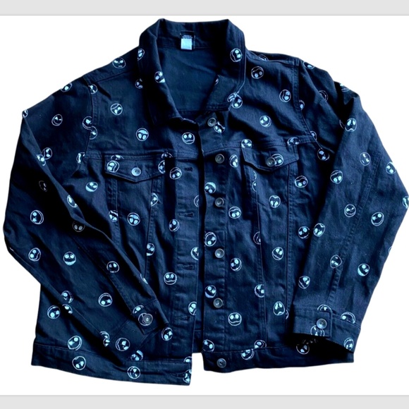 Jack Skellington denim jacket Size Large Disney Nightmare Before Christmas - Picture 1 of 6